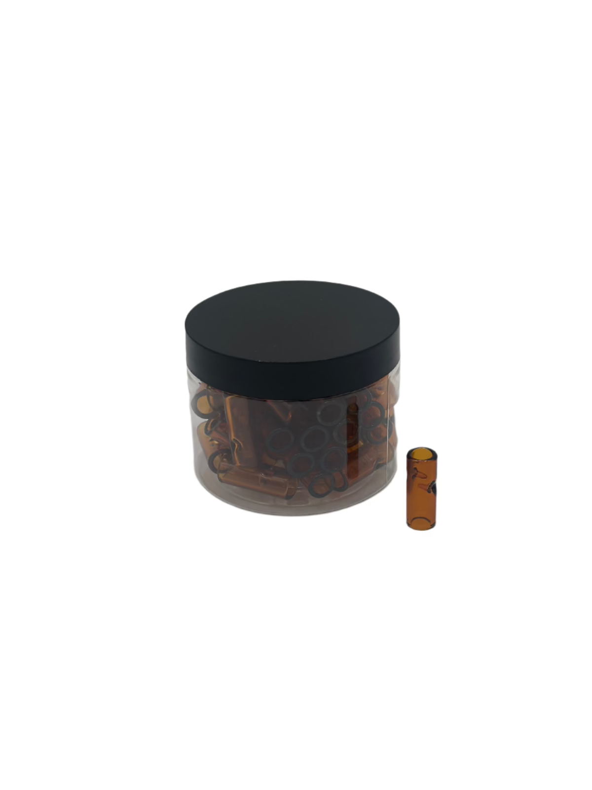 30MM Glass Tips – 50 Count Display Jar - amber