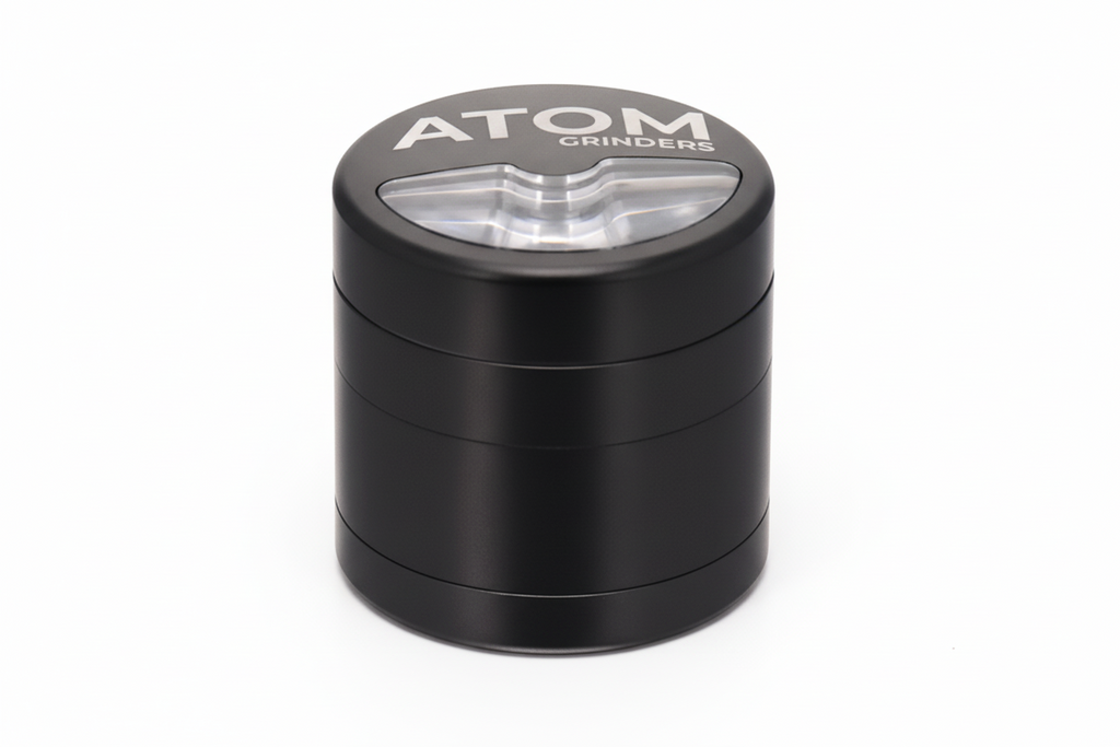 ATOM Half Moon 4-Piece Weed Grinder – Durable Herb Grinder - Black