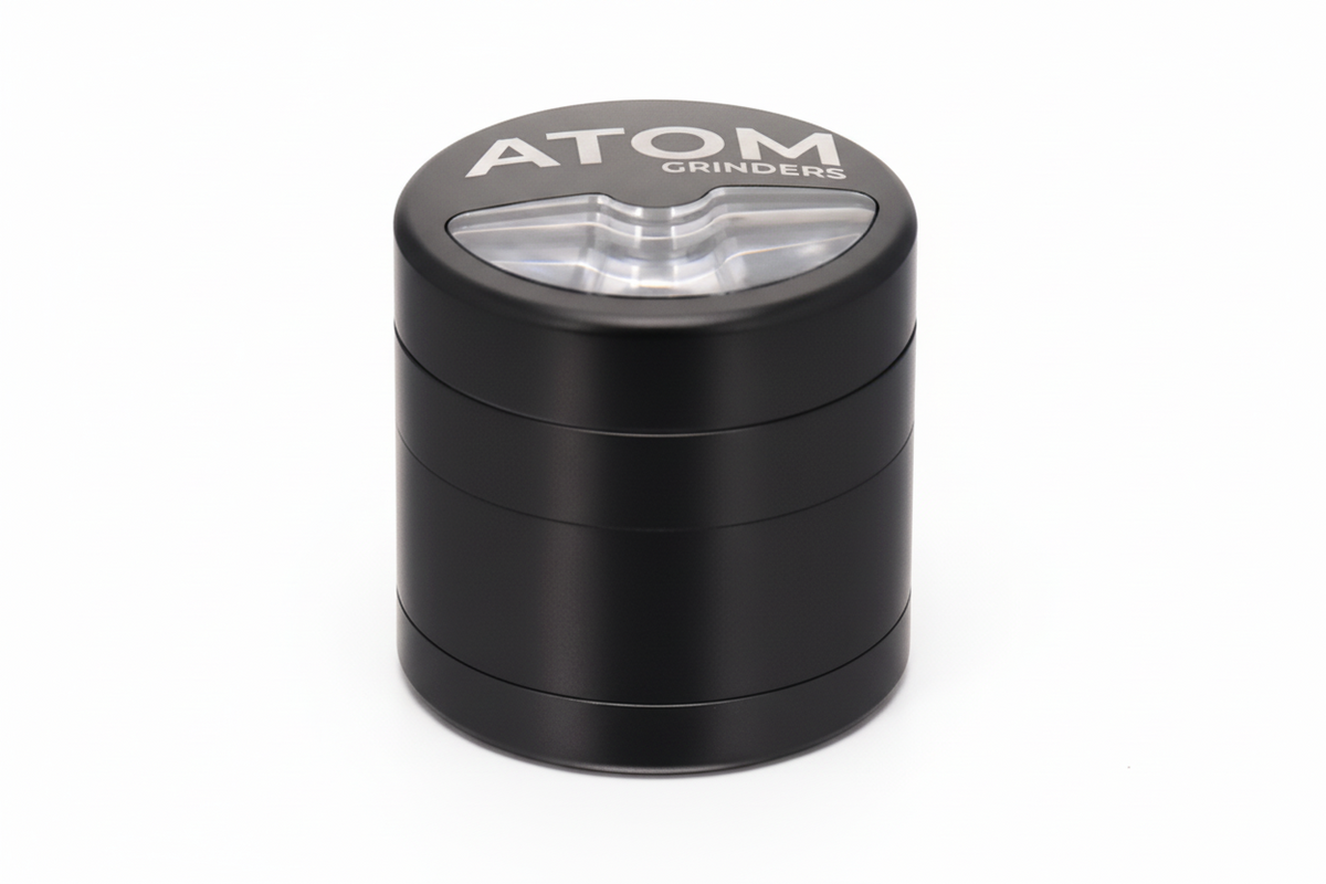 ATOM Half Moon 4-Piece Weed Grinder – Durable Herb Grinder - Black