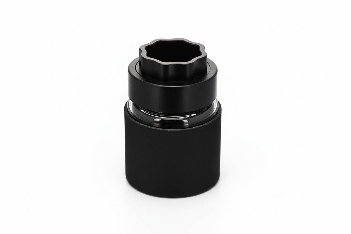 ATOM Grinder with Glass Storage Jar & Silicone Protector - Black