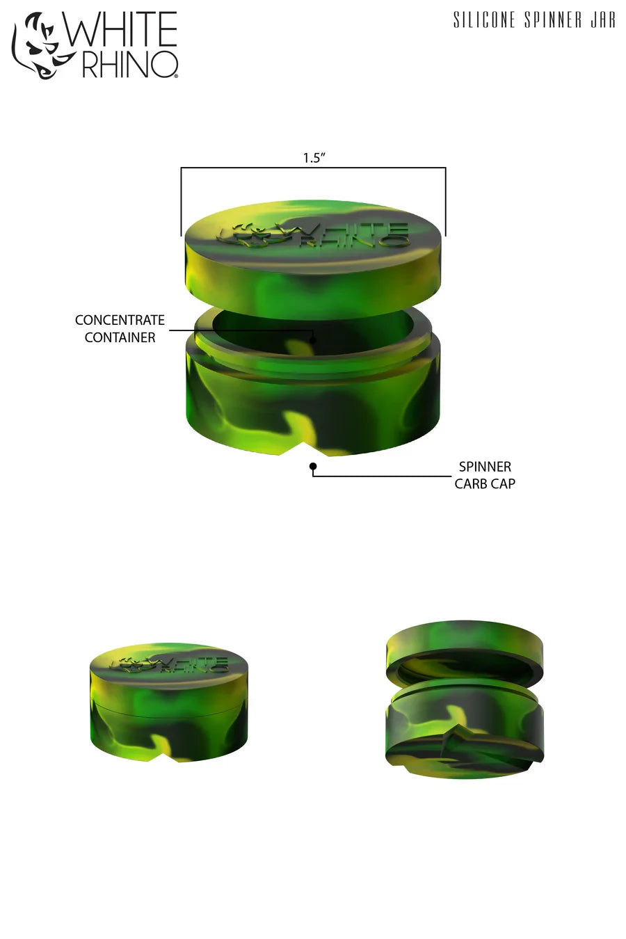 WHITE RHINO- ROUND SPINNER SILICONE JAR | $2.50/Pc